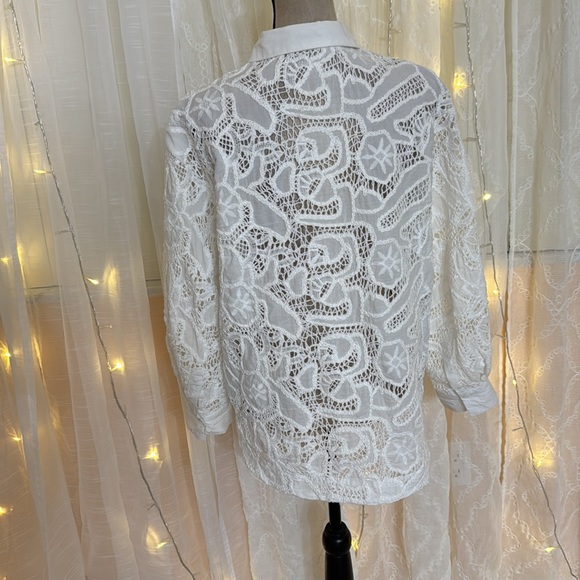 MNG White Lace Detail Blouse - Picture 6 of 8